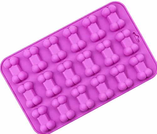 Selecto Bake Moule en os de chien à 18 cavités, moule en silicone antiadhésif réutilisable pour gâteaux, bonbons, gelées, glaçons, jouets de friandises pour animaux de compagnie