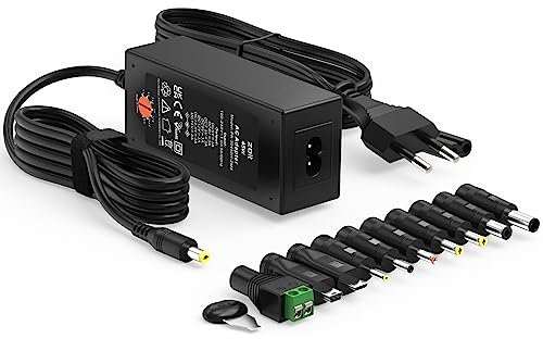 Zolt 45W Adaptateur d’Alimentation Universel AC à DC 5V 6V 7.5V 9V 12V 13.5V 15V 3A Transformateur d'alimentation à Découpage avec 10 Connecteurs DC, 3000mA Max.