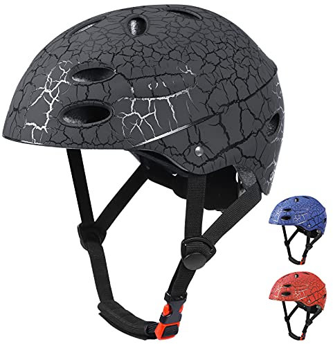Kids Bike Helmet, Crash Style Boys and Girls Helmet, Adjustable Breathable ABS Hard Shell Skateboard Helmet for 5-14 Ages Children and Teens, Scooter Helmet for BMX Cycling, Biking,Inline Skating