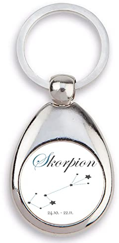 Schlüsselanhänger mit Sternzeichen & Einkaufswagen Chip,Horoskop,Geschenk Geburtstag Metall silber, Fische,Widder,Stier,Zwillinge,Krebs,Löwe,Jungfrau,Waage,Skorpion,Schütze,Steinbock (Skorpion)