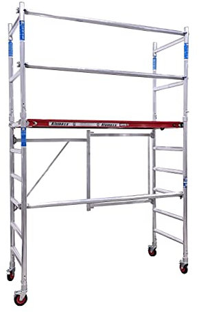 Alumexx FS 75 Klappgerüst (Red-Line) - Zimmergerust - Arbeitsgerüst - Baugerüst - Alu Gerüst - Roll Gerüst - Tragfähigkeit: 375 kg (Type A + B (4m Arbeitshöhe))