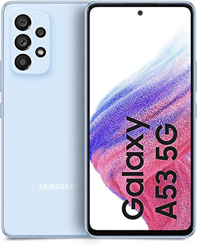Samsung Galaxy A53 5G Smartphone Android, Display Infinity-O FHD+ Super AMOLED 6.5”, 8GB RAM e 256GB di memoria interna espandibile, Batteria 5000 mAh, Awesome Blue (Versione Italiana)