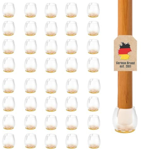 Intirilife 40 Stück Stuhlbeinkappen mit Filzpads- für 12-16 mm breite Stuhlbeine, Stuhlfußkappen Transparent Silikon- Stuhlbeinschoner rund- Schutz von Hartholz- Laminat Fliesenböden vor Kratzern Lärm