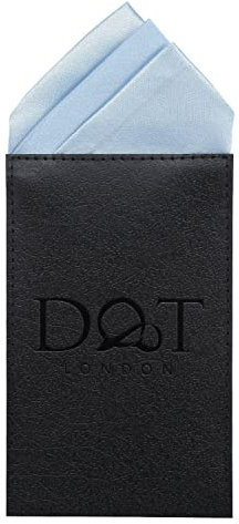 DQT Mens Plain Satin Pre-Folded One Peak Pocket Square Handkerchief - Dusty Blue