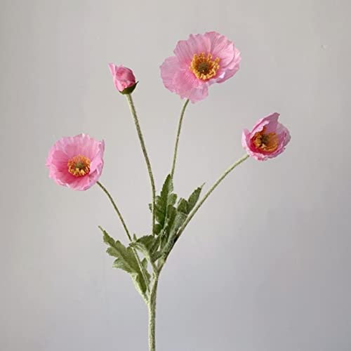 MUNACRAFT Künstliche Blumen Gefälschte Mohn Seidenblumen Langstiel Housewarming Gartentisch Hochzeit DIY Party Hochzeit Brautstrauß Dekor-Fushcia