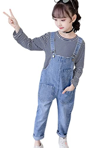 IFIKK Little Big Kid Lätzchen Overalls Blau Verstellbare Gürtel Denim Latzhose, Jeans Mädchen Kinder Latzhose