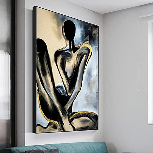 GEMMII Bild Leinwanddrucke, Abstrakte nackte sexy Frauen malen Wandposter und Drucke, moderne Wandkunst, Leinwandbild für Badezimmerdekoration, 70 x 100 cm, rahmenlos