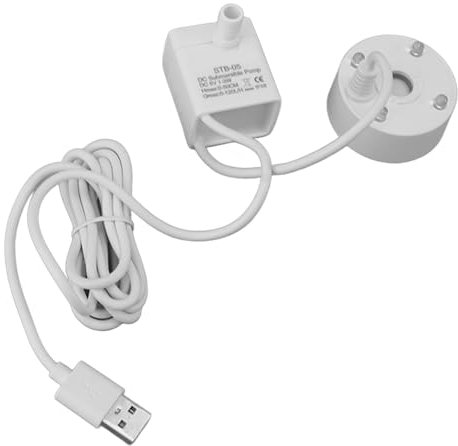 Hztyyier Mist Maker USB Fog Maker Pompa LED Illuminazione Colorata Fontana Atomizzatore Umidificatore 5V Macchina della Nebbia per Laghetto da Giardino (White)