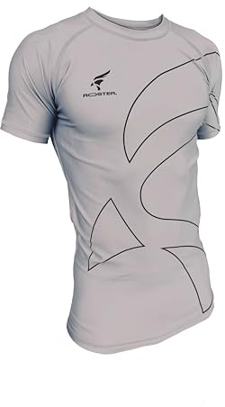 ROSTER. BJJ Camiseta de Compresión para Entrenamiento MMA, Boxeo, Kick Boxing, Gimnasio, Unisex (FR/ES, Letras, XL, Regular, Regular, Blanco)