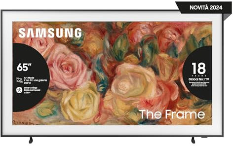 Samsung TV QE65LS03DAUXZT QLED 4K, Smart TV 65 Quantum Processor 4K, Frame Design, DVBT-2, Q-Symphony & Dolby Atmos, Integrato con Alexa, compatibile con Bixby e Google Assistant, Black 2024
