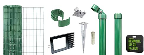 Alberts 695668 Fix-Clip Pro als Zaun-Komplettset, mit Einschlagbodenhülse und Kniekissen | verschiedene Längen und Höhen - wahlweise in verschiedenen Farben | grün | Höhe 81 cm | Länge 10 m