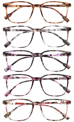 JOLISU Lunettes Anti-Lumière Bleue - Lot de 5, Monture Fine Ultra-Légère, Charnière Ressort (3.0)