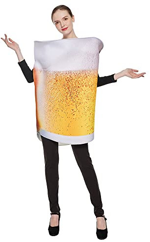 EraSpooky Costume de bouteille de bière en verre tenues de vraie pinte de bière pour adultes (taille unique)