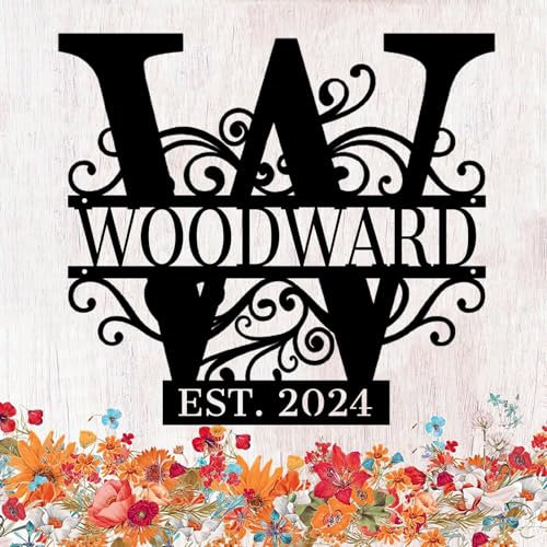 SJZUISL Metallschild personalisiert, Personalisiertes Türschild mit Monogramm, Wanddekoration Kunstdekor Geschenk Haustürschild Namensschild für Geschenke, Hochzeit Wanddekoration Schilder