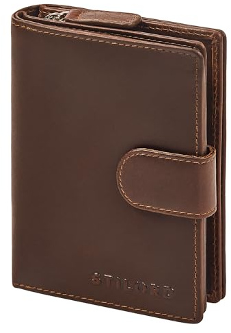 STILORD Aventus Cartera de Piel para Hombre con Protección RFID contra el Robo de Datos - Numerosas Ranuras para Tarjetas - Compartimento para Monedas con Cremallera Color:Sonora - coñac