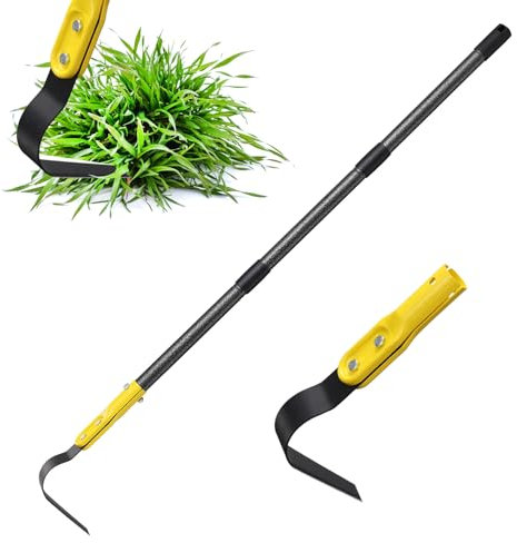 Garden Hoe Tool, 124cm L-Shape Hoe Garden Adjustable Long Handle Tools for Weeding, Loosening Soil, Trenching, Leaves, Heavy Duty Crack Crevice Weeding Hoe Hand Garden Tools for for Gardening