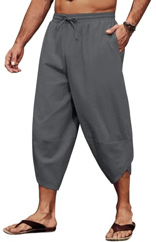 CMTOP Pantaloncini Uomo Estivi da Spiaggia Pantaloni Casual Cotone Pantaloni Pantaloni Elastici in Vita Trousers vestibilità Ampia