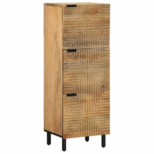 vidaXL Highboard Braun 40x33x110 cm Massivholz Mango, Sideboard, Kommode. Aufbewahrungsmöbel, Beistellschrank, Anrichte, Hochschrank, Highboard schmal