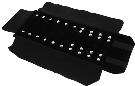 Cabilock Borsa Portagioielli Portatile Arrotolabile Nero, Custodia per Gioielli da Viaggio Compatta e Leggera, Organizer per Anelli Orecchini Collane, per Viaggi e Uso Quotidiano