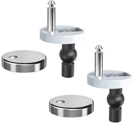 Funnytek 1 Pair Quick Release Toilet Seat Fixings, Toilet Seat Fittings | Universal, Toilet Seat Hinge Fittings Replacement Hinges for WC Toilet Blind Holes