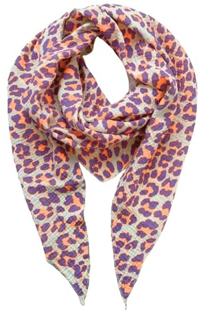 FASHION YOU WANT Musselin Tuch mit Leopardenmuster Dreieck LEO Damen Halstuch Made in Italy 195x72cm Frühling Sommer Weich Leicht kuscheliger Baumwolle Schal