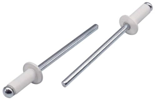SKIR'CO (20 Stück) Lackierte Blindnieten 4,0 x 8 mm Aluminium Blindnieten DIN 7337 Kuppelkopf Stahldorn Popniete (Reinweiß RAL 9010)