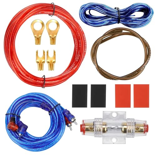 RANJIMA Endstufe Kabel Set, Kfz Verstärker Kabelsatz Anschluss Set 10GA 10GA Subwoofer Kabel Set, 1500W Installations Verstärker Kabelset Car Audio Wire 4,5 m für Car Audio Endstufen