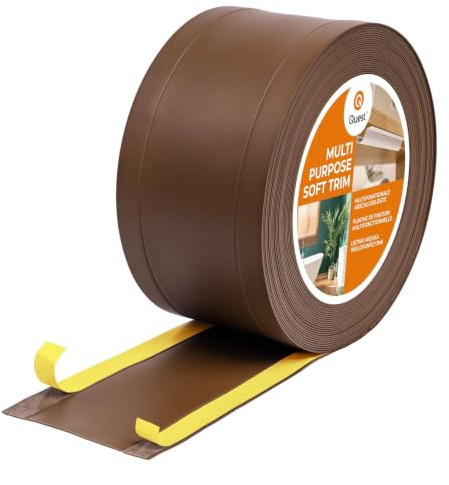 Quest Battiscopa 6in1 Flessibile 120 mm - Marrone, 5 m | Zoccolino morbido multifunzione, anche canalina e paraspigoli, autoadesivo, resistente ai raggi UV, per ogni ambiente