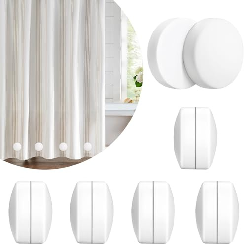 Momooda 6 Paia Pesi per Tende da Doccia in Silicone, Antiruggine Magnetici per Tenda da Doccia per Tende, Bandiere, Tovaglia, Smettere di Bolle, Bianco