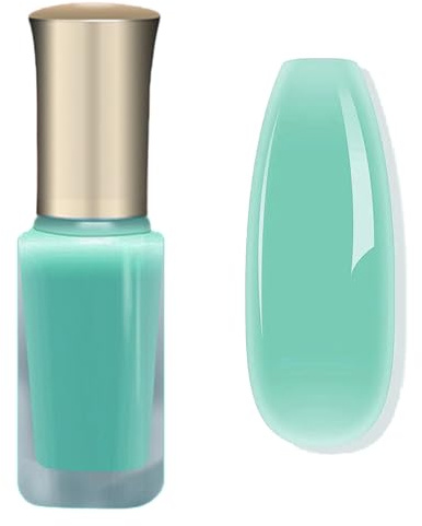 Jelly Nail Polish - Translucent Green Blue Nail Polish Quick Dry - Neutral Color Long Lasting Turquoise Nail Varnish - Highly Pigmented Sheer Clear Top Coat,No Need Baking for French Manicure DIY