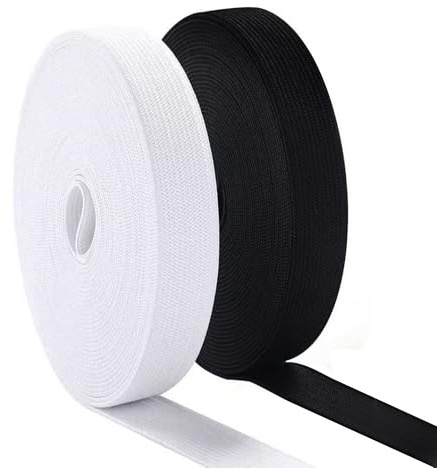 XiaoLidm 20 Meter Gummiband Nähen, 2 Stück Elastisches Band Gummizug Schwarz Weiß, Gummizugband für Hosengummi DIY Handwerk Stoffe zum Nähen - Nicht Leicht Verformbar, Gummiband 15mm Breit