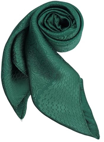 DAMILY Vintage Bandana Herren Seidig Quadratisch Kopftuch Sommer Halstuch Satin Atmungsaktive Motorrad Stirnband Festival Piratentuch bandanas Unifarben mit dezentem Prägedesign Rosenmuster（Grün）