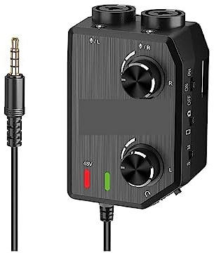 Soundkarten-Kit, 2-Kanal-Mikrofon-Audiomixer-Vorverstärker mit Phantomspeisung, Gitarren-Audio-Interface-Mikrofon for Kamera