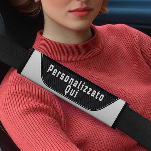 Copricintura Auto Personalizzabile – Cuscino Morbido per Cintura di Sicurezza – Imbottitura Universale Traspirante per Bambini e Adulti in Stile Fibra di Carbonio