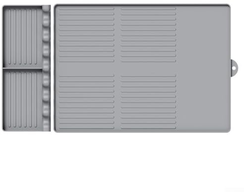 Grillmatten-Set, Silikon-Abfluss, wärmeisolierende Schutzmatten, Mehrzweck-Küchentisch und Bar, flexibel, leicht zu reinigen, zum Schutz von Kochflächen (Grau-A)