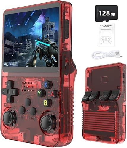 Consola Retro portátil R36S: más de 21.000 Juegos clásicos, Pantalla IPS de 3,5, 64 GB/128 GB de Almacenamiento, Compatible con Linux (Rojo - 128 GB)
