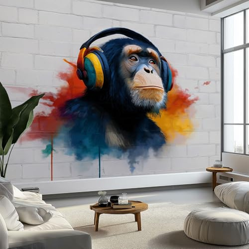 Quality Non-Woven Photo Wallpaper 59 x 41 inch (W x H), Wall Mural Modern Vibrant Animal Ape Photo Wallpaper 3D Effect - Light Gray Print Bedroom Living Room Background Decoration Poster