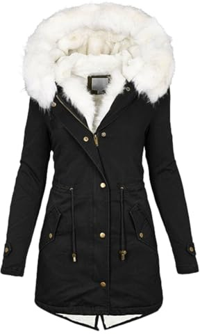 Parka Femme Hiver Manteau Long À Capuche Chaud Épaissir Coupe-Vent Outercoat Chic Et Elegant avec Fermeture Éclair Veste Grande Taille Manteaux