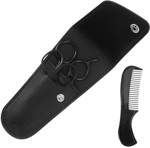 WEKADRIN Kit de Soins Barbe Homme Acier Inoxydable avec Ciseaux Précis Peigne Compact et Pochette de Rangement et Anti-rouille pour Salon Maison et Voyage