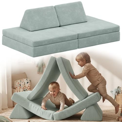 Bellabino Nile Spielsofa für Kinder, 4-TLG, Maxi, Türkis, mit Cordbezug
