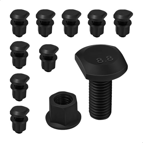 Tornillos Cabeza Martillo M12 x 30 mm Juego 15 tornillos de cabeza de martillo, Tornillo Tipo T acero al carbono con Tuercas de Brida Dentadas Bloqueo para Invernadero, Fotovoltaica y Montaje Solar