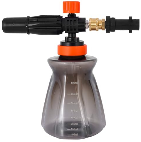 Schaumkanone Schaumlanze für Kärcher K2 K3 K4 K5 K6 K7 Hochdruckreiniger mit 1/4 Zoll Schnellkupplung, 1L Schneeschaumlanze Flasche mit Verstellbarer Düse, Autowaschschaumlanze für Hochdruckreiniger