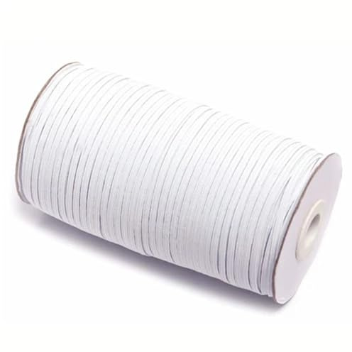 Cinta Elastica Costura Banda elástica for mascarillas, blanca y negra, de 3 mm, 5 mm, 6 mm, 8 mm, 10 mm y 12 mm de alto, plana, de goma, for coser y hacer mascarillas.(White,10M,3.0 mm)