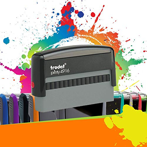 Trodat Printy 4916 - Tampon Encreur Professionnel Automatique 2 Lignes Pour Chèques À Personnaliser - Empreinte 70 x 10 mm Offerte (Noir)