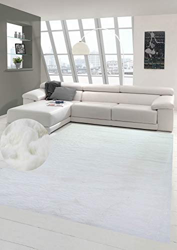 Teppich-Traum Shaggy Kunstfell Hoch- & Langflor Flokati Unifarben Weiss Größe 80 x 300 cm