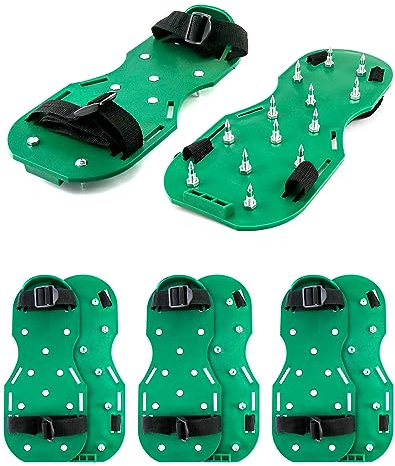 QWORK Zapatos con Puntas con Puntas Cortas de 25mm Perfectas Para Pisos de Epoxi, Superposiciones, Instalación de Cubiertas, Color Verde (1 Par)