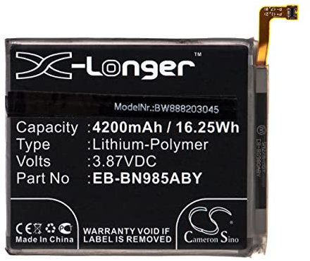 vhbw Akku kompatibel mit Samsung Galaxy Note 20 Ultra, Note 20 Ultra UW 5G Handy Smartphone Telefon (4200mAh, 3.87V, Li-Polymer)
