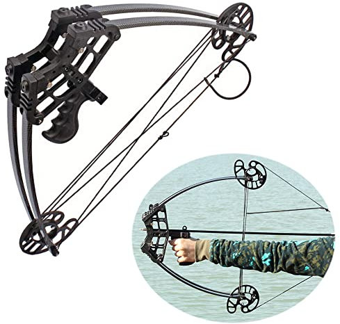 wolfman 50lbs Compoundbogen Set Erwachsene Bogenschießen Dreieck Compoundbogen 270 FPS Jagdbogen Bogenfischen Bogen und Pfeil Set Erwachsene mit Zubehör Links und Rechtshänder (Schwarz)