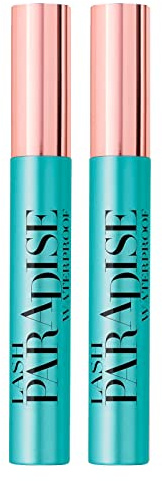 2 x L'Oréal Paris Lash Paradise Waterproof Mascara Volumengebende und verlängerende Formel für empfindliche Augen, Farbe Schwarz - 2 Mascaras