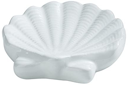 Shell Soap Dish, Starfish Jewelry Dish Tray, Beach Soap Holder(Shell) | Ceramic Ocean Soap Holder for Bathroom,Tub, Kitchen Sink & Vanity Spaces